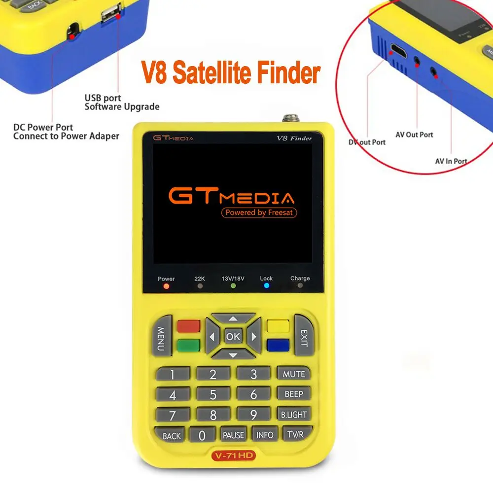 Цифровой спутниковый искатель GTMEDIA V8 3,5 дюймов lcd HD 1080P Satfinder DVB S/S2/S2X HD 1080P приемник ТВ-сигнала