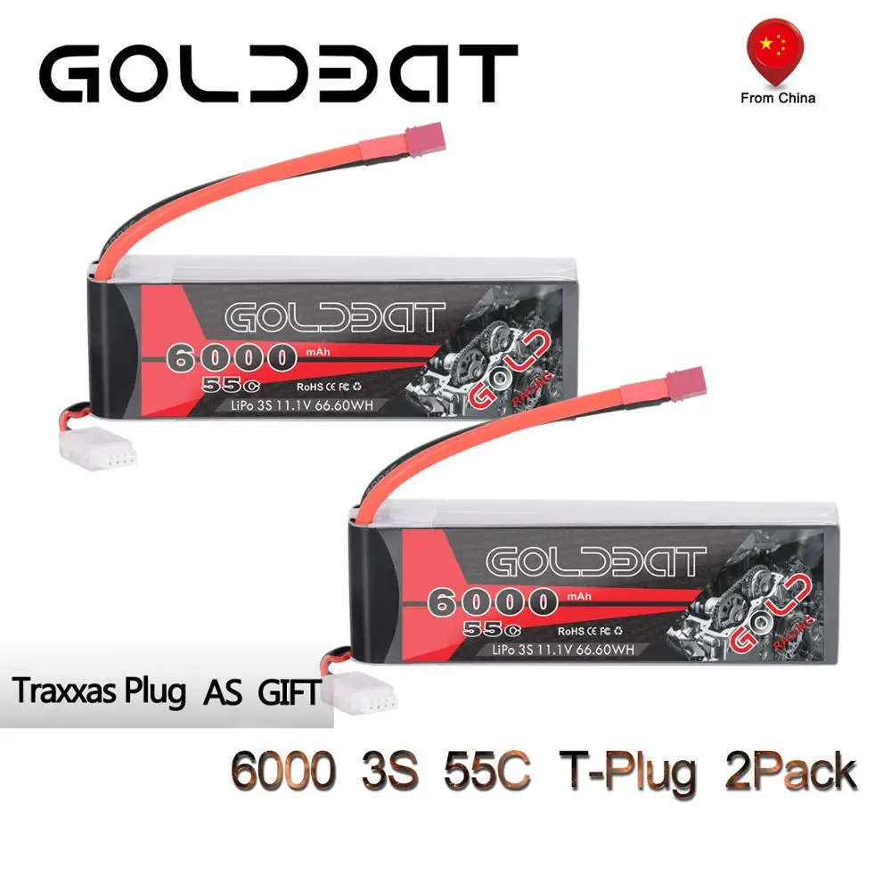 2 шт. lipo аккумулятор GOLDBAT 6000 мА/ч 11 1 В RC Car 3S Lipo rc fpv 55C с штекером T XT60 для грузовиков