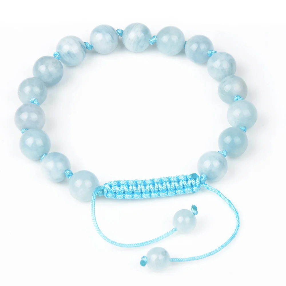 LFPU 8 мм натуральный камень Аквамариновый браслет для женщин | Украшения и