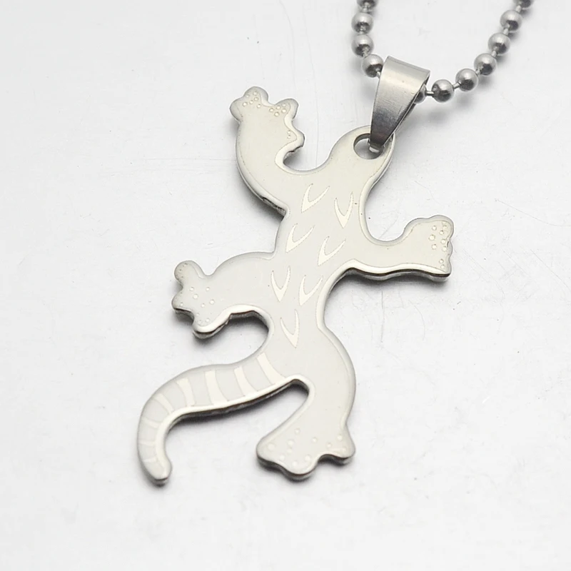 Stainless Steel Lizard Gecko Charm Pendant Necklace With Free Chain 60CM Long | Украшения и аксессуары