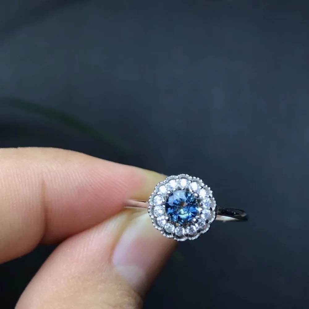 Uloveido Свадебные кольца с натуральным голубым топазом стандартное серебро женские