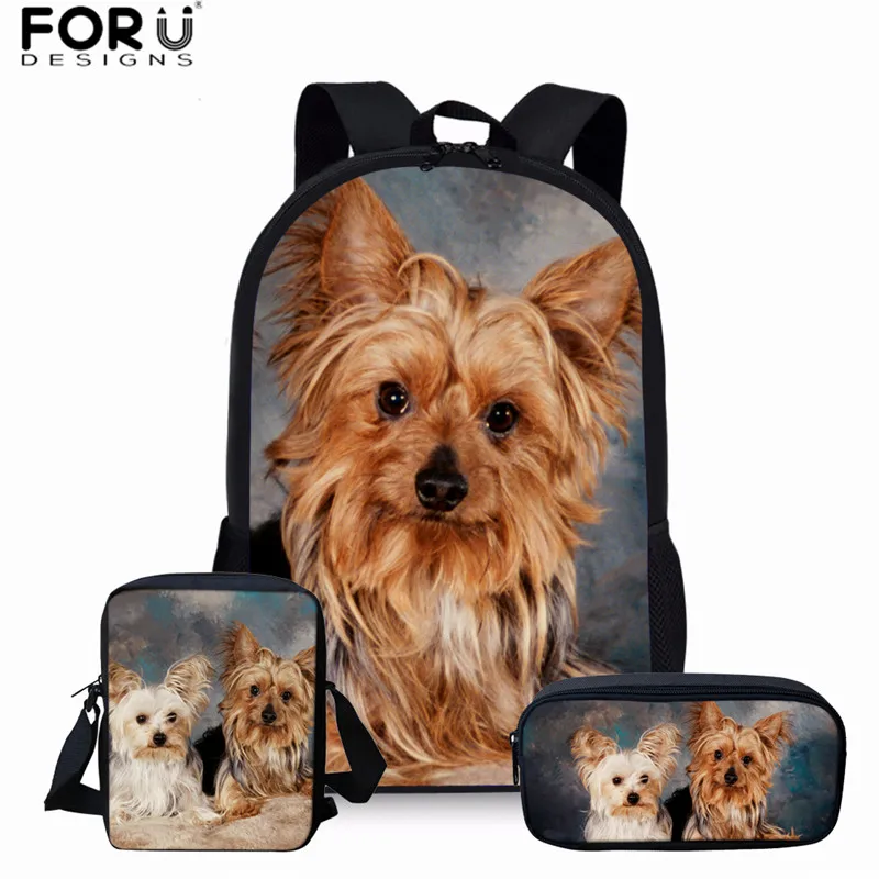 FORUDESIGNS/Йоркширский терьер Сумка с принтом собаки для студентов детская школьная