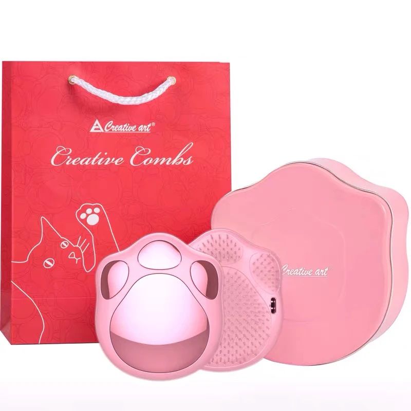 Pink gift wrap Милая кошачья лапа Волшебная Антистатическая щетка для волос ручка спутывание душ электропластина Массажная расческа салонный инструмент для укладки волос - Цвет: Pink gift wrap