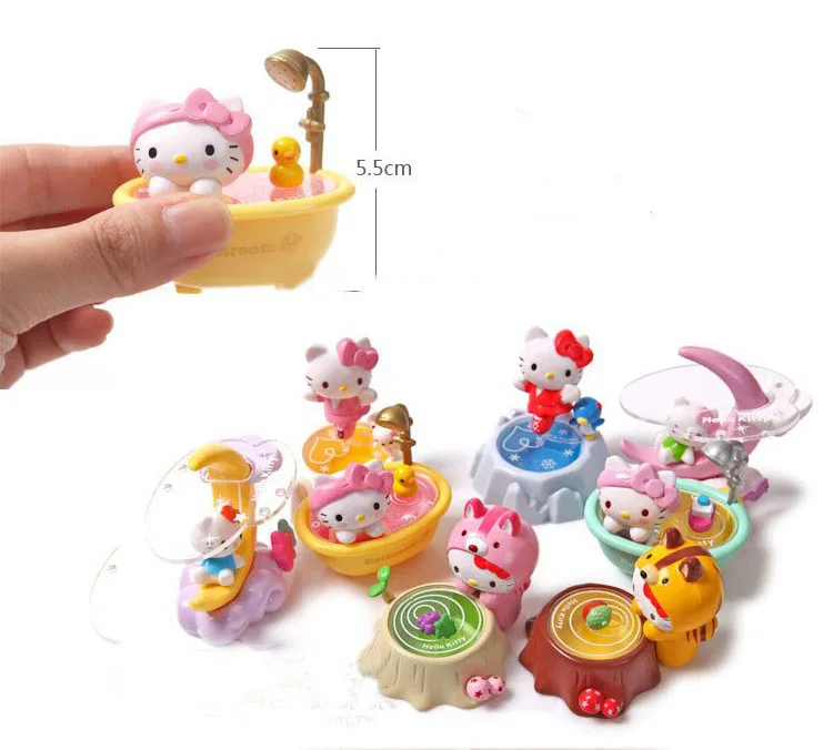 Новинка, ПВХ, для повседневной жизни, для ванной, луна, hello kitty, фигурка, милый аниме, сборная игрушка, детский подарок на день рождения, Рождество, полный набор, 8 стилей