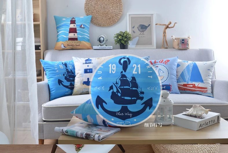 Декоративные подушки для диванов в морском стиле декоративные якоря подушка