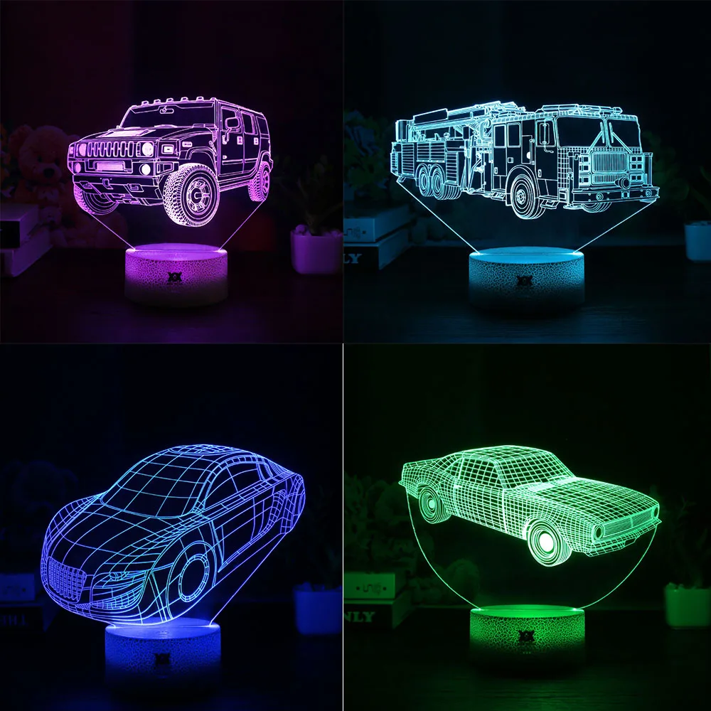 Хуэй Юань 2018 новый автомобиль 3D лампа USB светодиодный 7 цветов украшения дома
