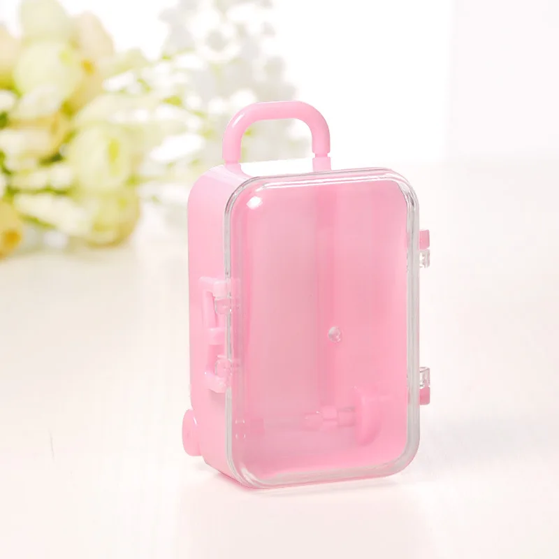 Clear Mini Rolling Travel Suitcase Favor Box Kids Birthday Boxes Party Supplies Gifts Wedding Favors lin4881 | Дом и сад
