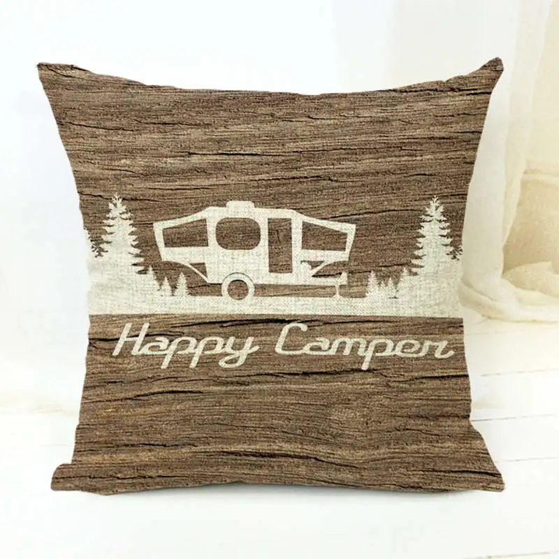 Простая наволочка с принтом из мультфильма «Happy Camper» 45X45 см, наволочка для офиса