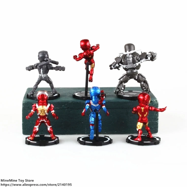 DISNEY Marvel Мстители 6 шт./компл. Железный человек 8 см фигурка аниме мини украшение