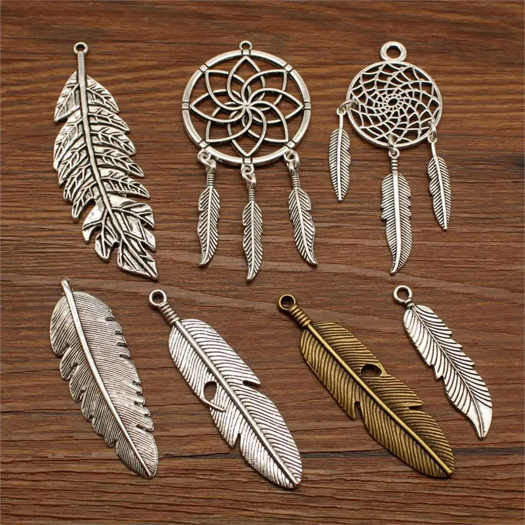 4 шт. Dream Catchers висячие серьги с перьями для поделок Подвески самостоятельного