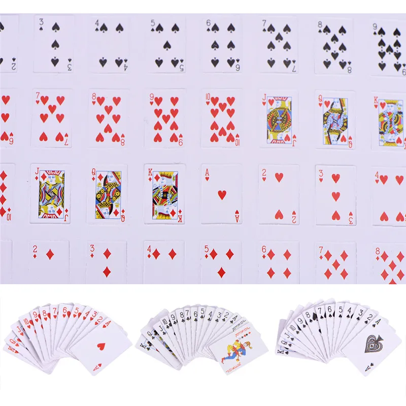 

1 Set Funny Mini 1:12 Dollhouse Miniatures Poker Home Decoration Poker Cards Playing Game Toy Doll Accessories