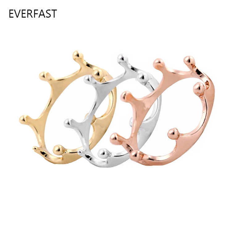 3 шт./компл. простые кольца в форме короны серебряного золотого розового цвета