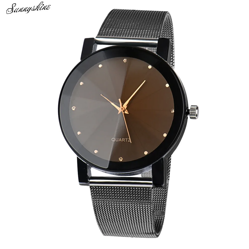 Модные женские часы из нержавеющей стали с кристаллами Аналоговые кварцевые