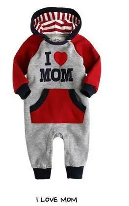 Одежда для малышей i love mum толстовки унисекс Детский комбинезон маленьких