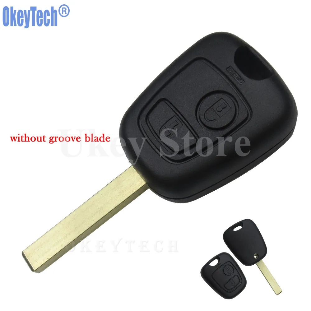 OkeyTech 2 кнопочный чехол для Peugeot 107 207 307 407 106 206 306 406 без канавки лезвие VA2 бесплатная