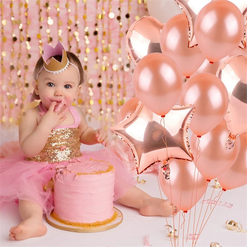 Rose gold champagne color series heart round star foil balloon confetti latex birthday wedding party Decorations | Дом и сад