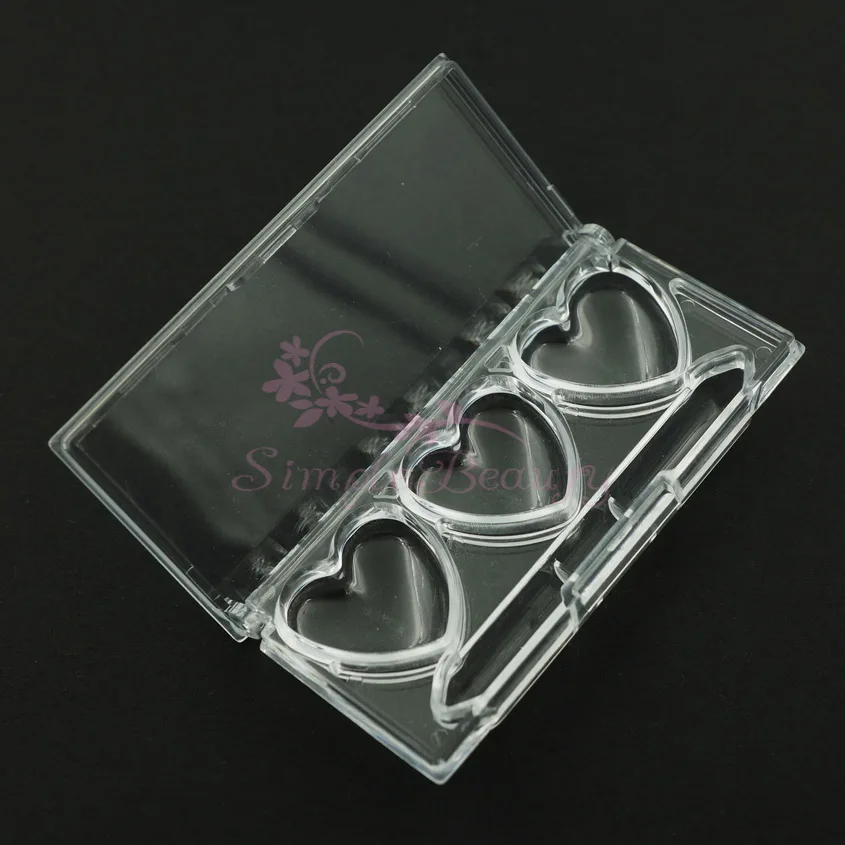 Прозрачный пластиковый контейнер 10 шт./лот 3 отсека в форме сердца тени для век