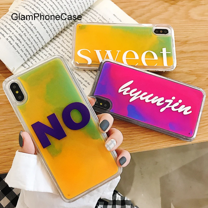 GlamPhoneCase Liquid Flow Sand Fluorescence Phone Case For iPhone X XS Max XR / 7 8 6 6s Plus |