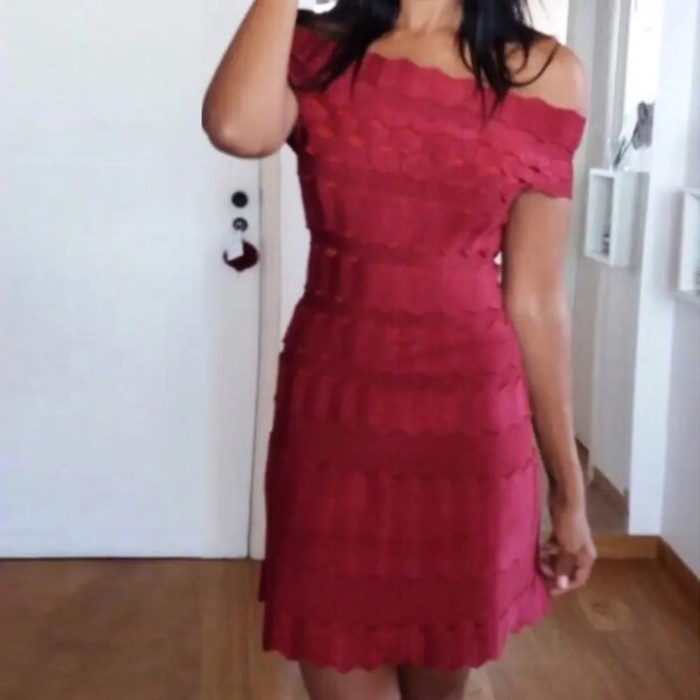 

Slash Neck Bandage Dress Sexy A-Line Prince Elegant Mini Sexy Women Evening Party Dresses