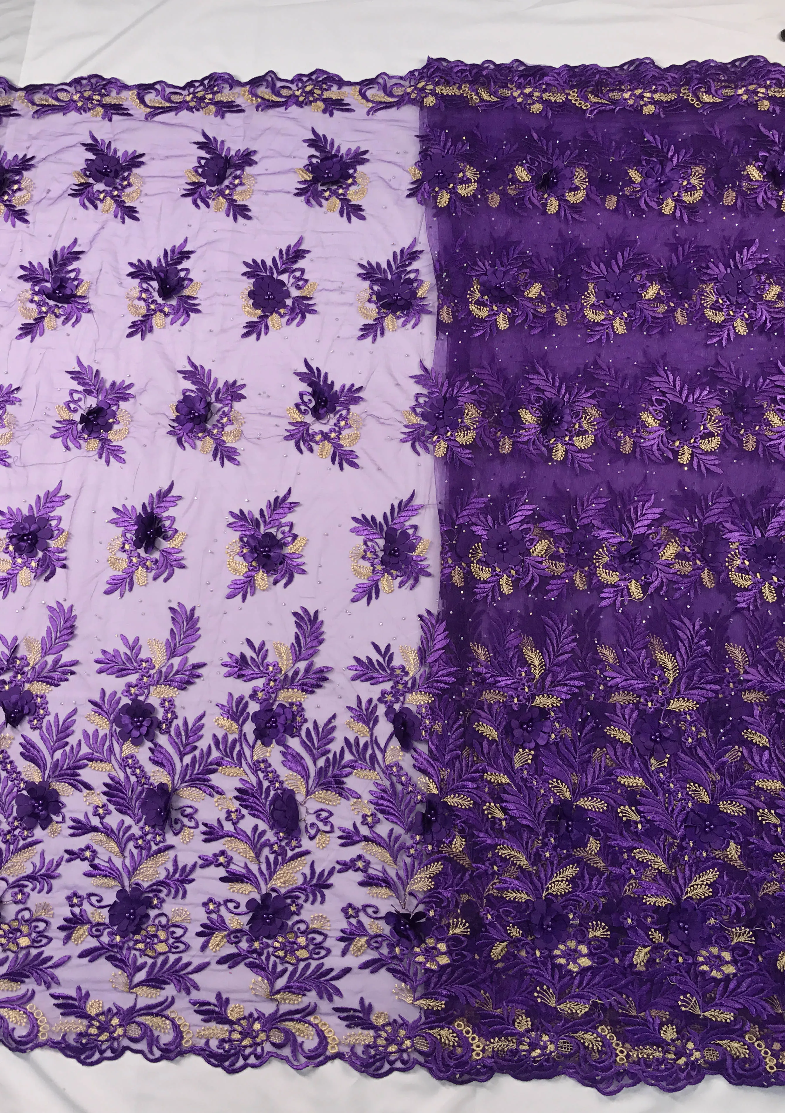 

3D Lace Fabric 2019 High Quality Lace, Powder Blue African Lace Fabric, Handmade Lace With Pearls AMZ034