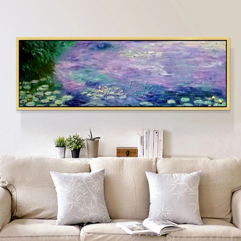 

Canvas oil Painting Claude monet painting hand painted landscape of Water Lily wall Art pictures for living room Home decor 01