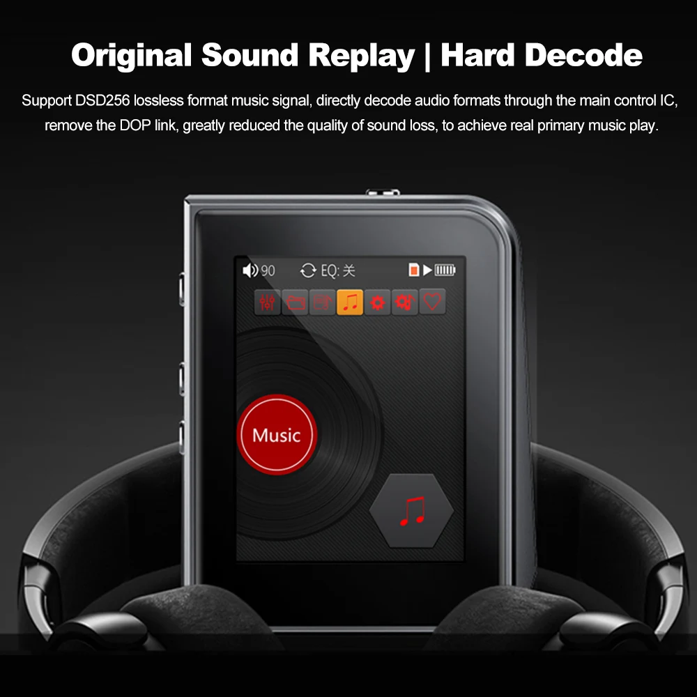 RUIZU цифровой MP3 музыкальный плеер A50 Профессиональный без потерь аудио плеер Поддержка TF карты USB OTG HiFi w/2,0 дюймов HD дисплей экран