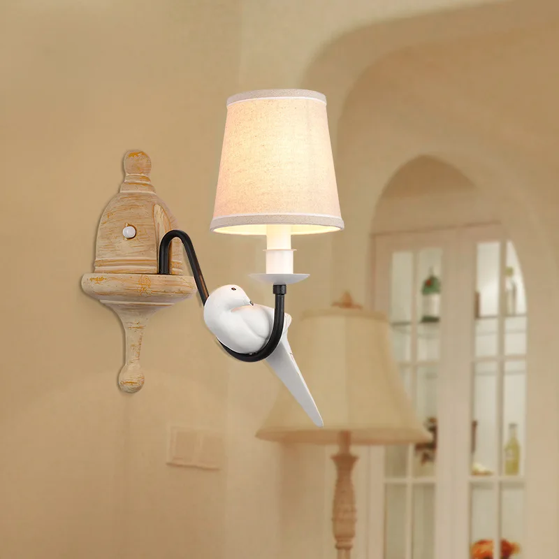 

Modern Dove Wall Deco Led Wall Lamp Resin Fabric Bird Shape Wall Light Bedside Bedroom Living Room Corridor Countryside Walllamp
