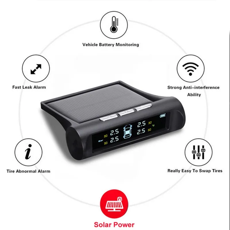 Солнечная энергия Смарт TPMS беспроводная система контроля давления в шинах