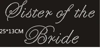 2pclot sister of the bride motif designs iron on transfer hot fix rhinestone motif rhinestones fix for wedding garment
