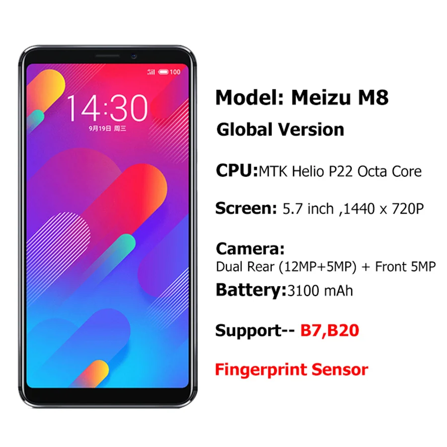 Meizu M8 смартфон с 5 7-дюймовым дисплеем восьмиядерным процессором Helio P22 ОЗУ 4 Гб ПЗУ