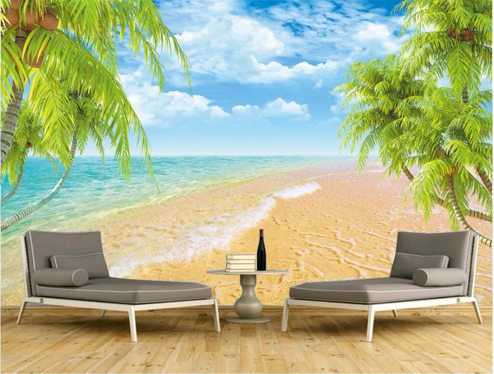 

3d wallpaper custom mural photo The seaside beach palms view picture room painting 3d wall murals wall paper for walls 3 d