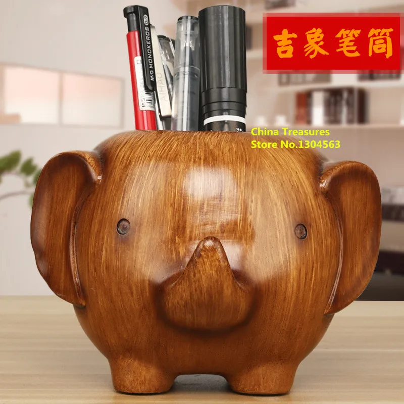 Resin Pen Holder Elephant Pen Container Brush Pot