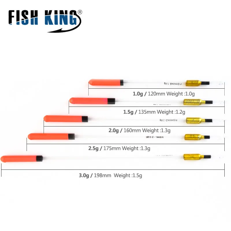 FISH KING 10 шт./лот 1 г/1 5 г/2 г 3 0 прозрачный пластиковый поплавок для ловли карпа/грубые