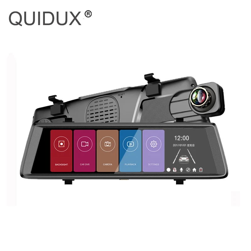QUIDUX 10 &quotFull Mirror Touch Car DVR Двойная Линза FHD 1080P сплит вид зеркальная камера заднего