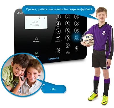 HOMSECUR Беспроводной и проводной 4G/3G/GSM LCD Домашняя сигнализация Система с тревожной кнопкой