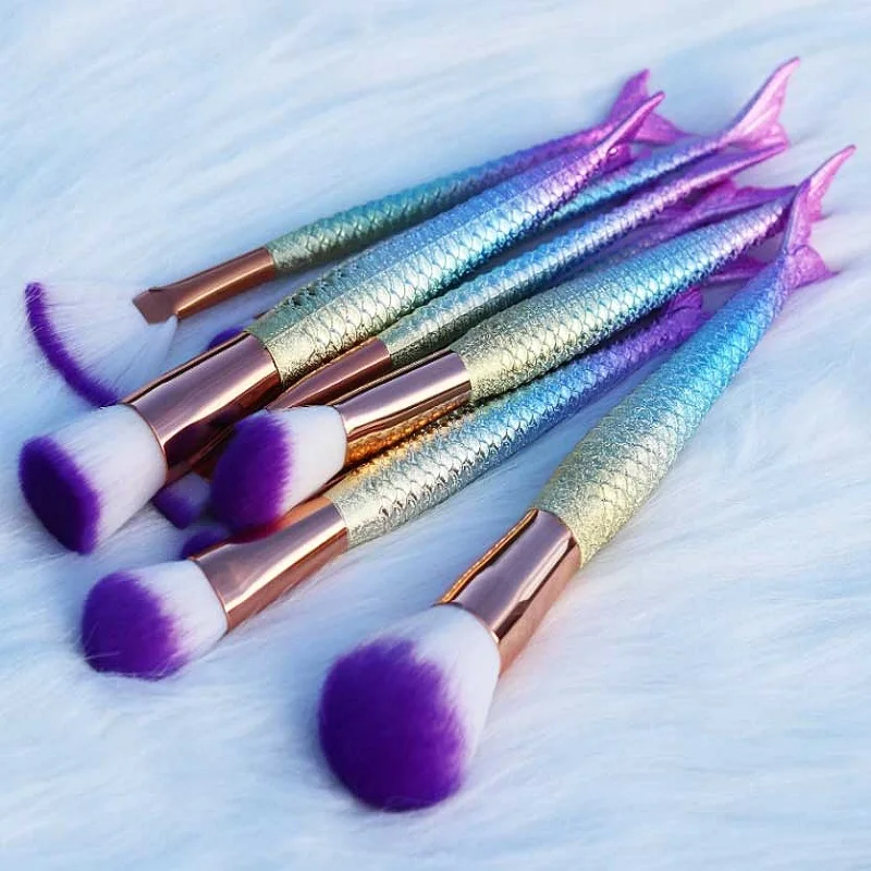 AiceBeu 10/11pcs Набор макияжных кистей Русалки Фантазия Брови Смешивание Контур Основа Косметика Красота Макияж Кисть на Рыбе