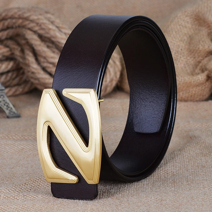 

2021 ciartuar design for men 3.8 cm belt high quality genuine leather cowskin trousers Z buckle gold brass buckle free shipping