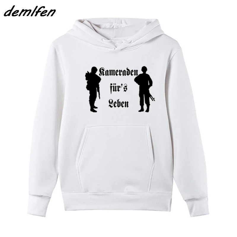 Spring Autumn Men Fleece Hoodie Comrades For Life German Army Wehrmacht Sweatshirt Hip Hop Jacket Coat Harajuku Streetwear | Мужская