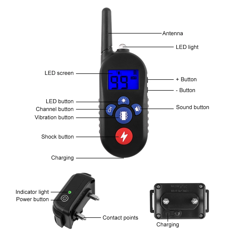 Пульт дистанционного управления 300 м водонепроницаемый перезаряжаемый собачий