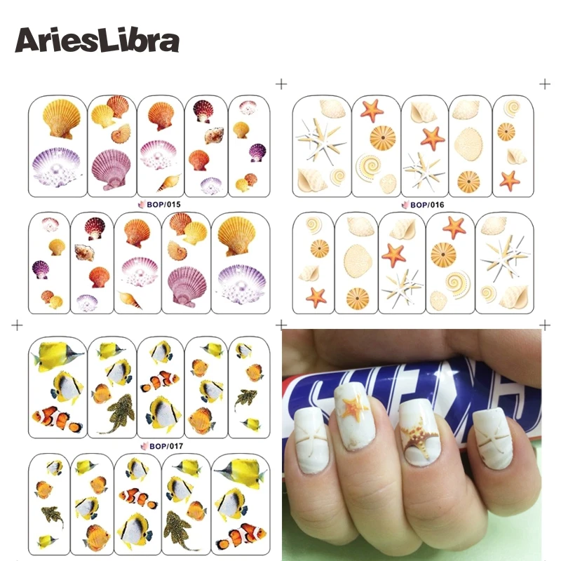 AriesLibra наклейка для ногтей Clownfish Betta Морская звезда рыба серия водная наклейка для стикеров s наклейки для ногтей аксессуары для ногтей слайдеры