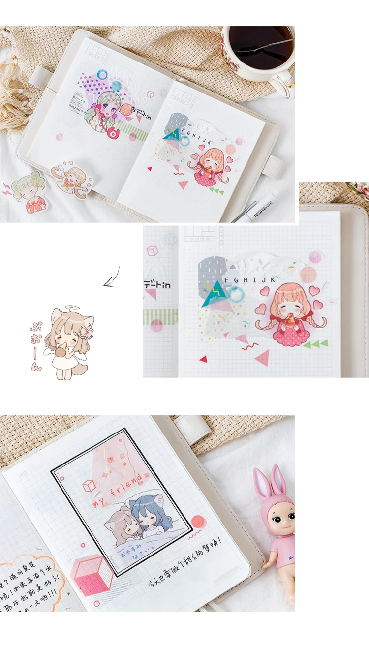 40 шт./упак. Kawaii для девочек в стиле аниме, декоративные Стикеры DIY планировщик дневник в стиле Скрапбукинг Стикеры для альбомов подарок для детей