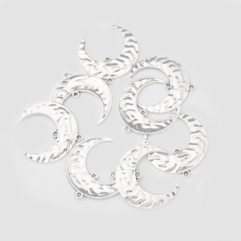 

20pcs Uneven Surface Moon Charms Pendants Connector for Bracelets Necklaces Jewelry Making Findings