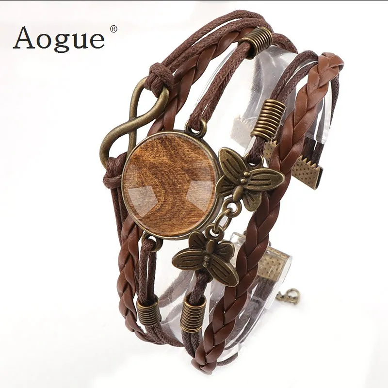 Мужской коричневый браслет из искусственной кожи рок-байкерские браслеты с