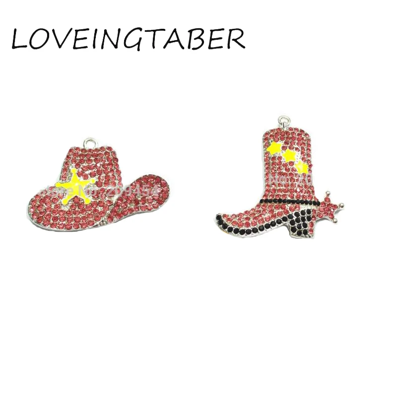 

( Choose Style First ) Each Style 10pcs/bag Enamel& Rhinestone Cowboy Hat /Shoes Pendants For Chunky Kids Necklace