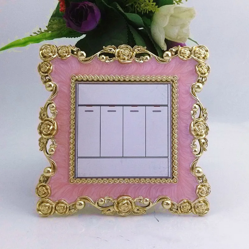 Single pink Двойная/одинарная крышка выключателя освещения пластина роза Кружева Наклейка на стену для выключателя DIY украшения золотой гостиной декоративные настенные наклейки s - Цвет: Single pink
