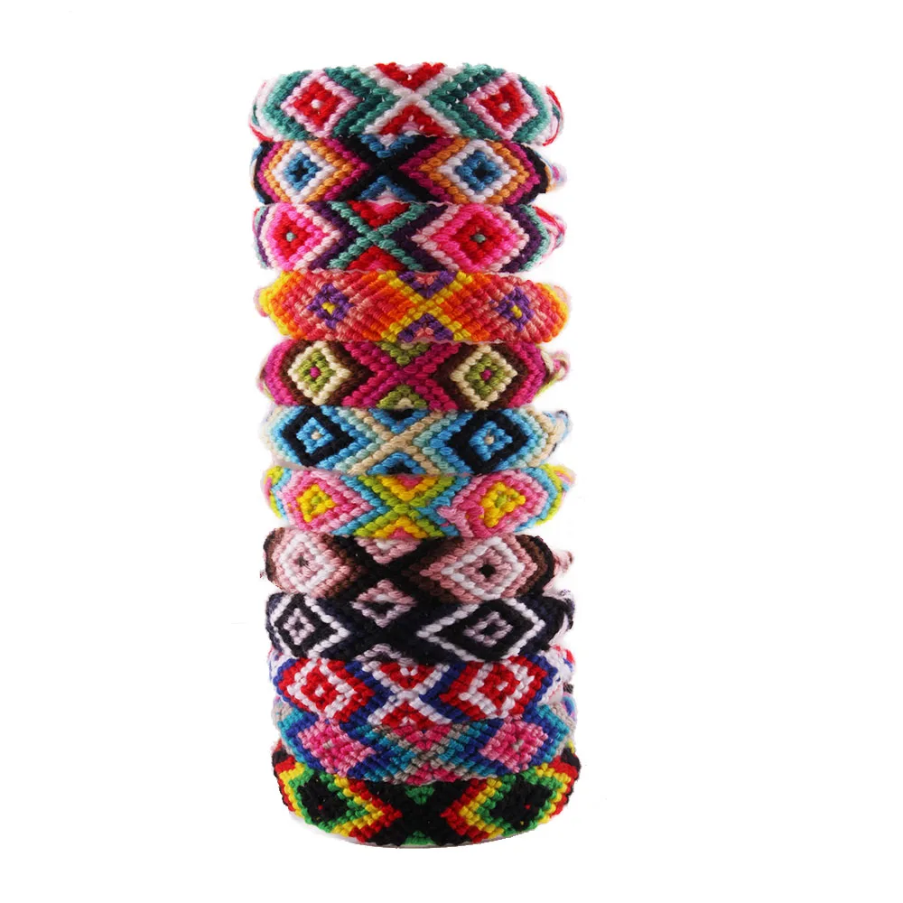 Фото Разноцветный плетеный браслет дружбы в стиле бохо шикарный - купить
