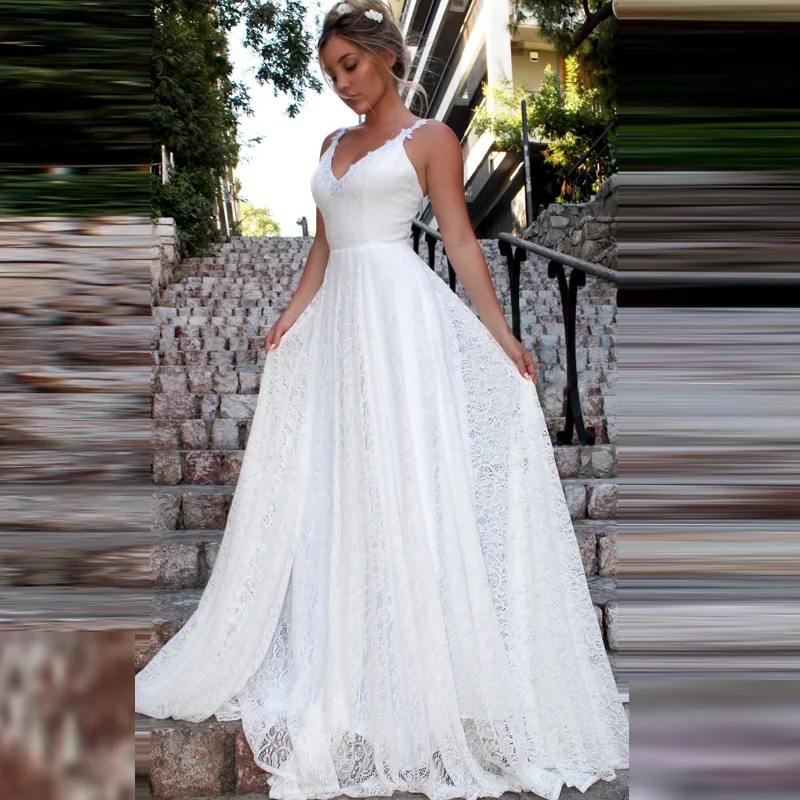 Винтажное кружевное пляжное дешевое свадебное платье es 2020 Lorie Vestidos De Casamento