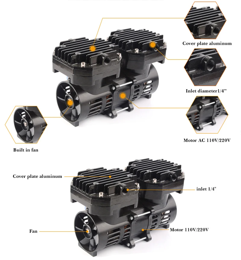 GZ-100A AC110v/220 v 100w автоклав специального назначения AC Мембранный Вакуумный насос с 70Л/мин поток