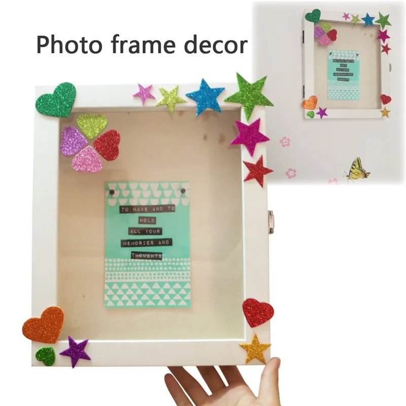 Блестящие наклейки из пеноматериала с сердечками и звездами Бумага блестящие