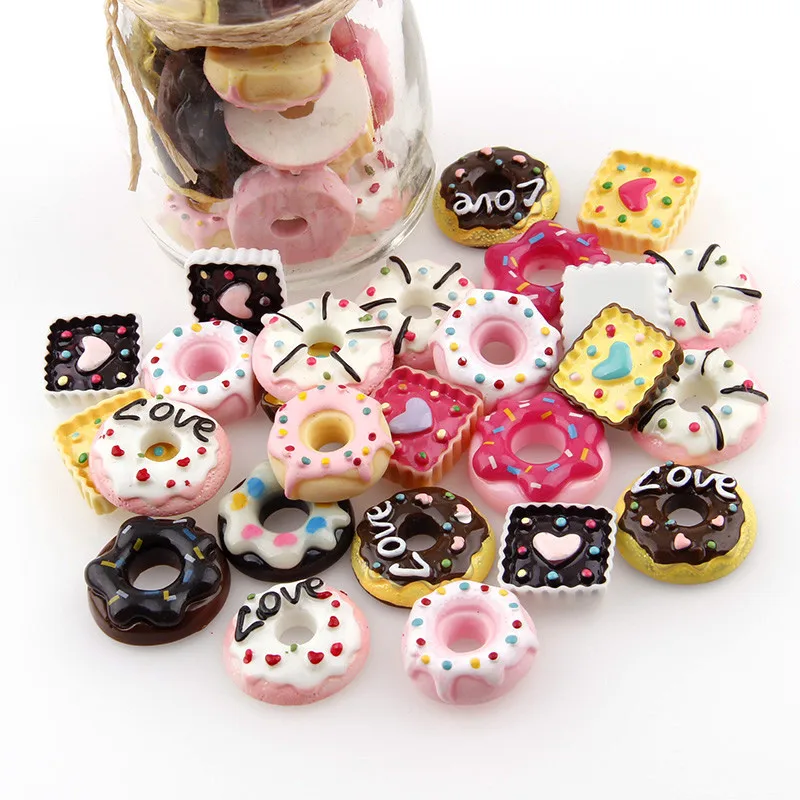 20 шт микс розовый торт Смола плоская спина, кабошон Kawaii DIY Смола Ремесло Украшение Миниатюрный смолы крем хлеб еда для DIY